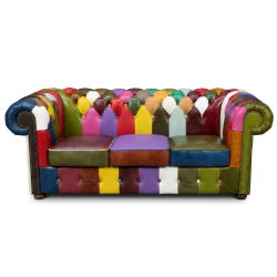 Sofa skórzana Classic 3 patchwork kolorowa