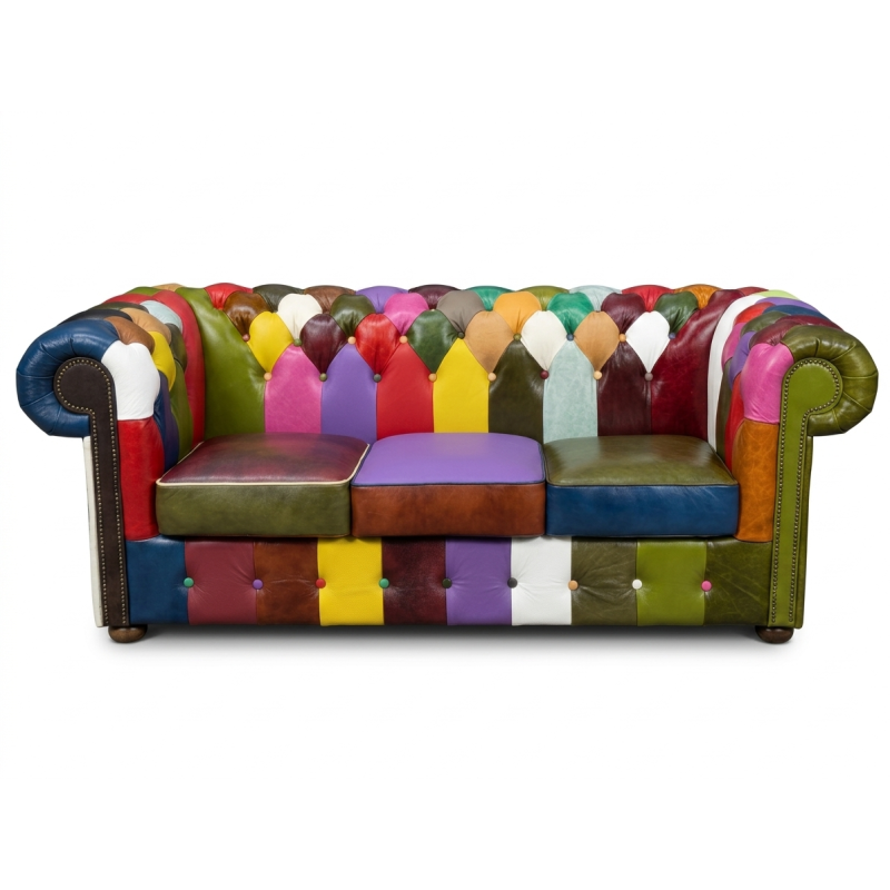 Sofa skórzana Classic 3 patchwork kolorowa