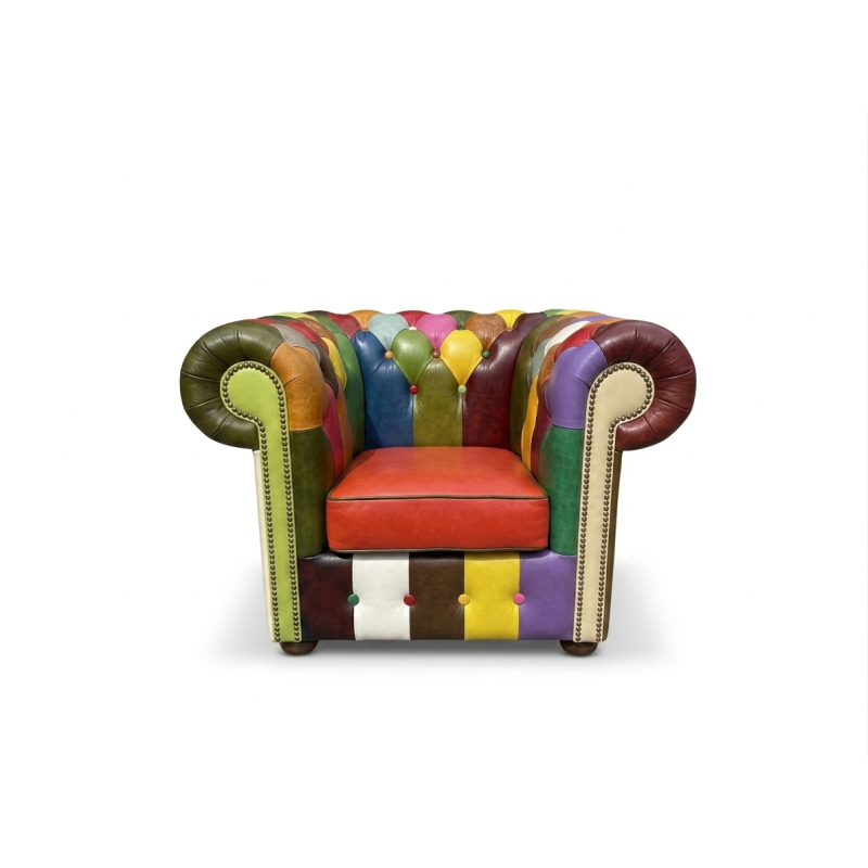 Sofa skórzana Classic fotel patchwork kolorowy